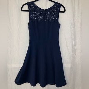 Lulus crochet neck navy blue dress